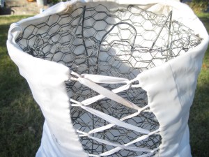 Wedding dress 3 tomato cage, chicken wire, wedding dress ghost