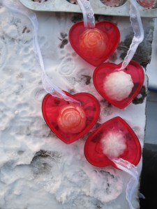 sun catcher, ice, heart. rose, 